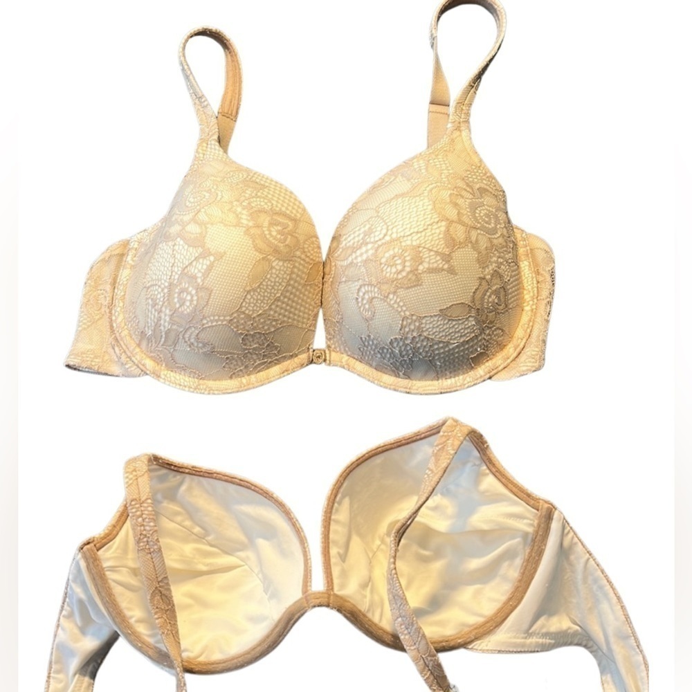 Lilyette,40C Soft Taupe Bra, Rose Lace Embellishments, Wider Straps/Stay ability